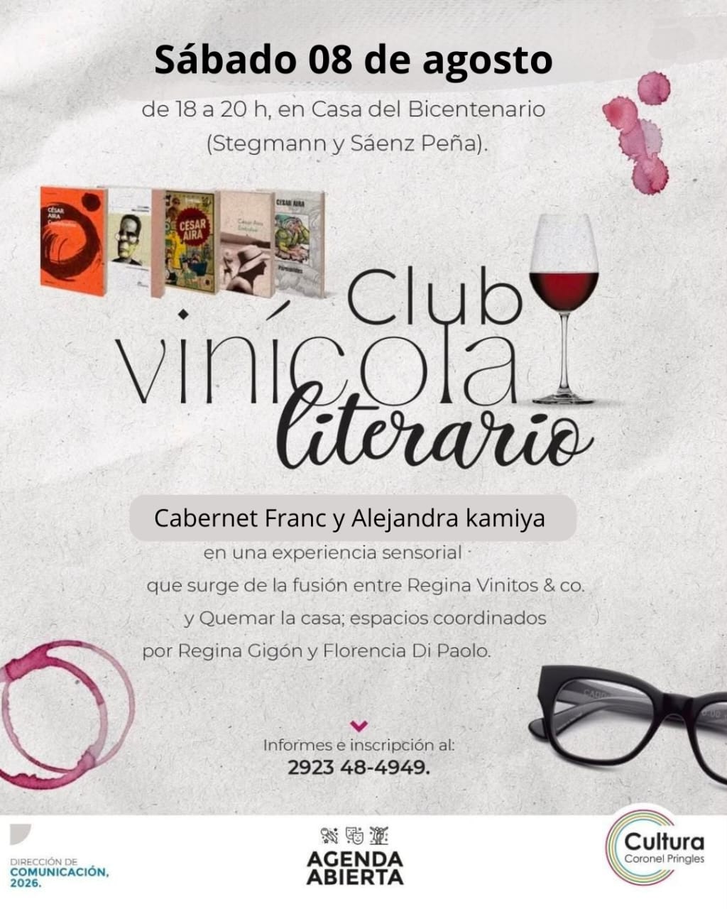  El Club Vinícola-Literario tendrá su segundo encuentro en la Casa del Bicentenario