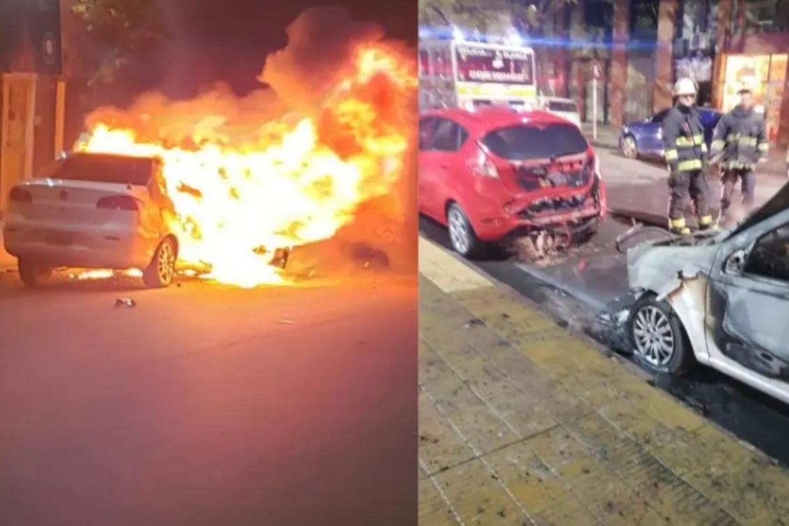 Un taxi se incendió en pleno centro de la ciudad