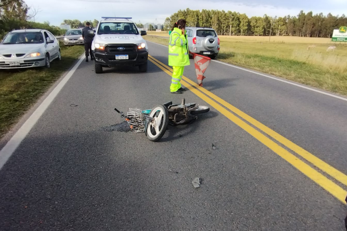 Ruta 3: Un motociclista resultó herido en un accidente