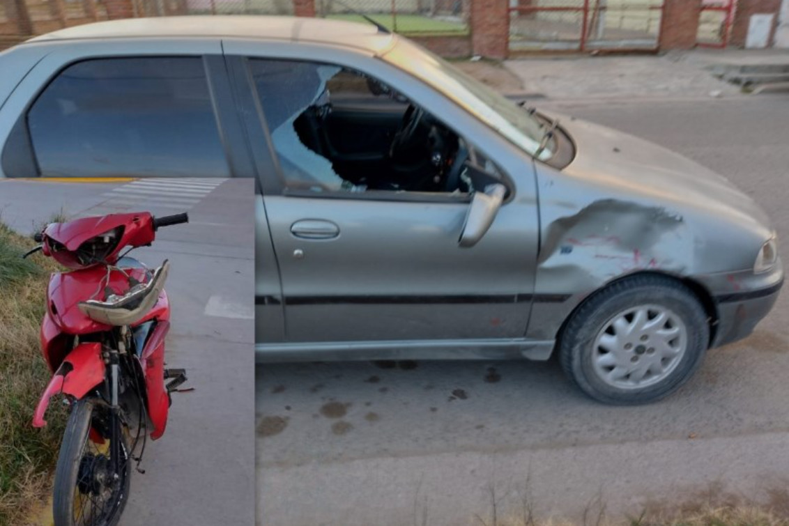 Un motociclista resultó herido, tras colisionar con un vehículo en 13 y Belgrano