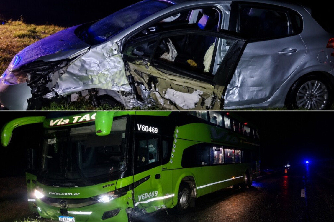 Fuerte choque entre micro y auto cerca de Dorrego: dos heridos