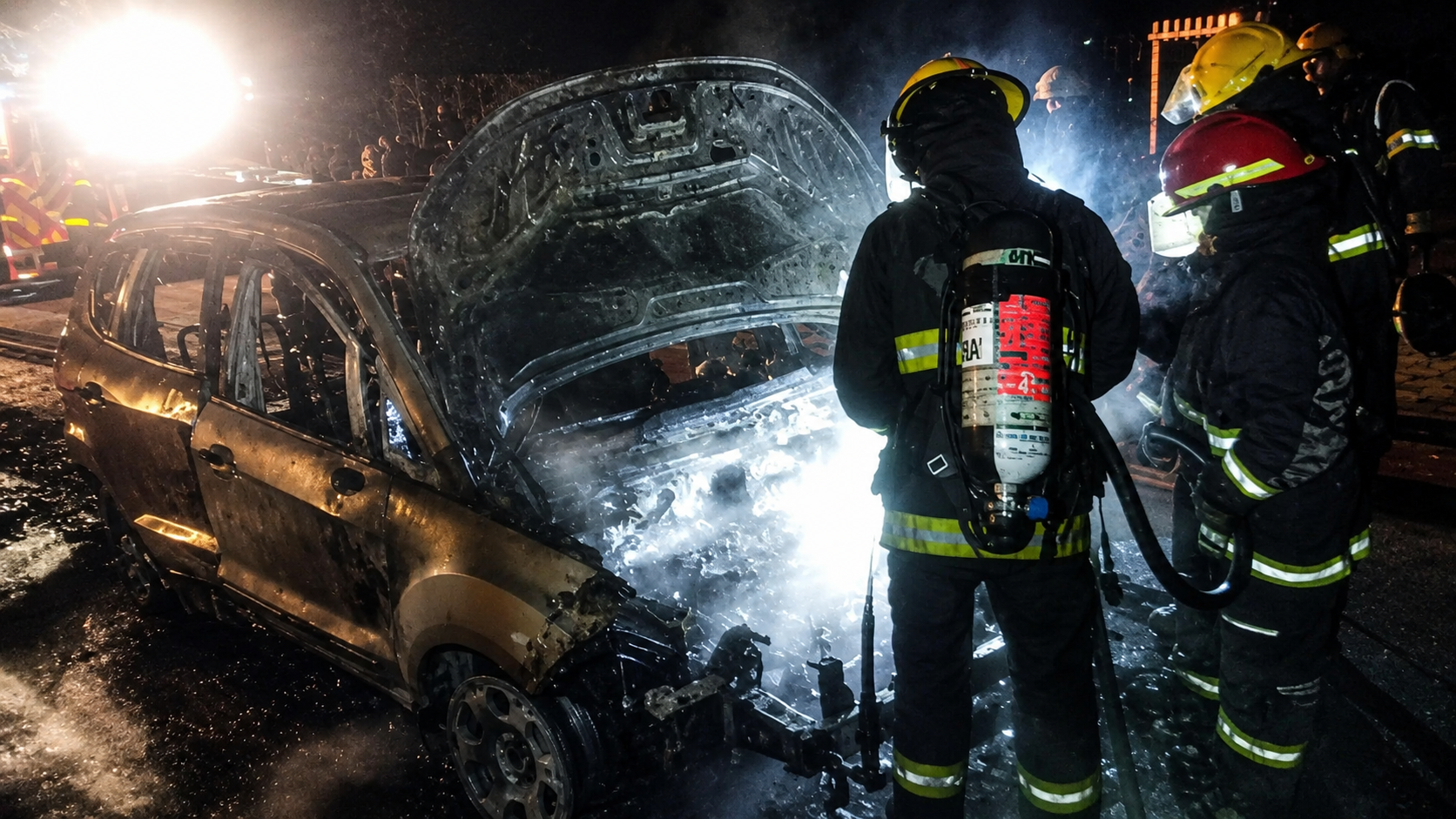  Una Ford EcoSport fue destruida por un incendio y sufrió pérdidas totales
