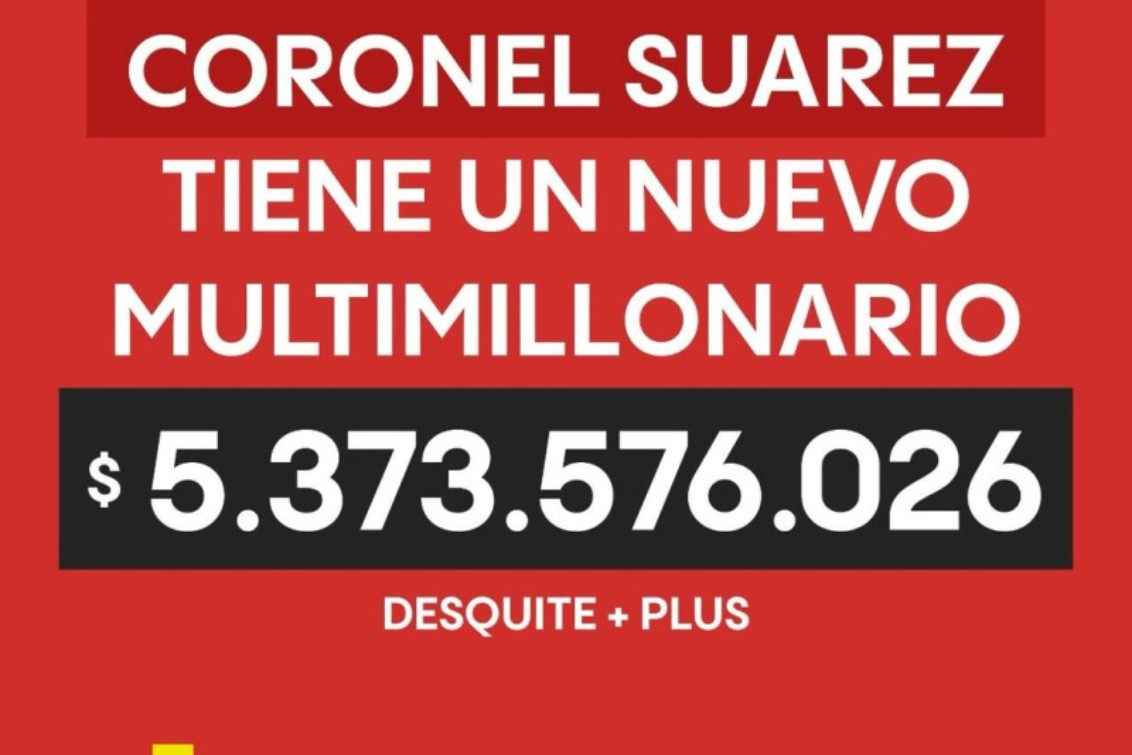 Coronel Suárez tiene un nuevo millonario: ganó más de 5.300 millones en el Loto Plus