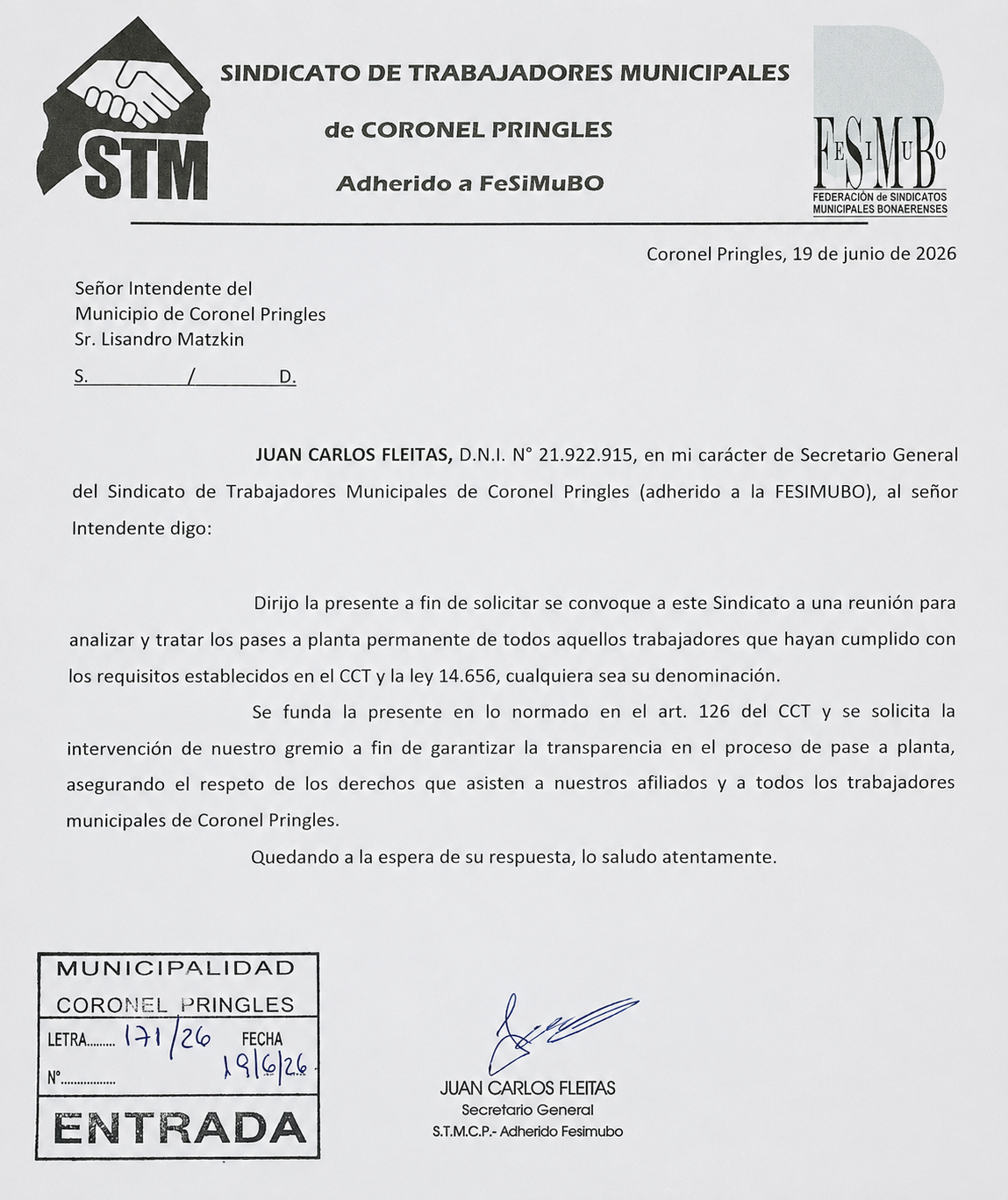  Fe.Si.Mu.Bo. pidió una reunión urgente con el Ejecutivo por los pases a planta permanente
