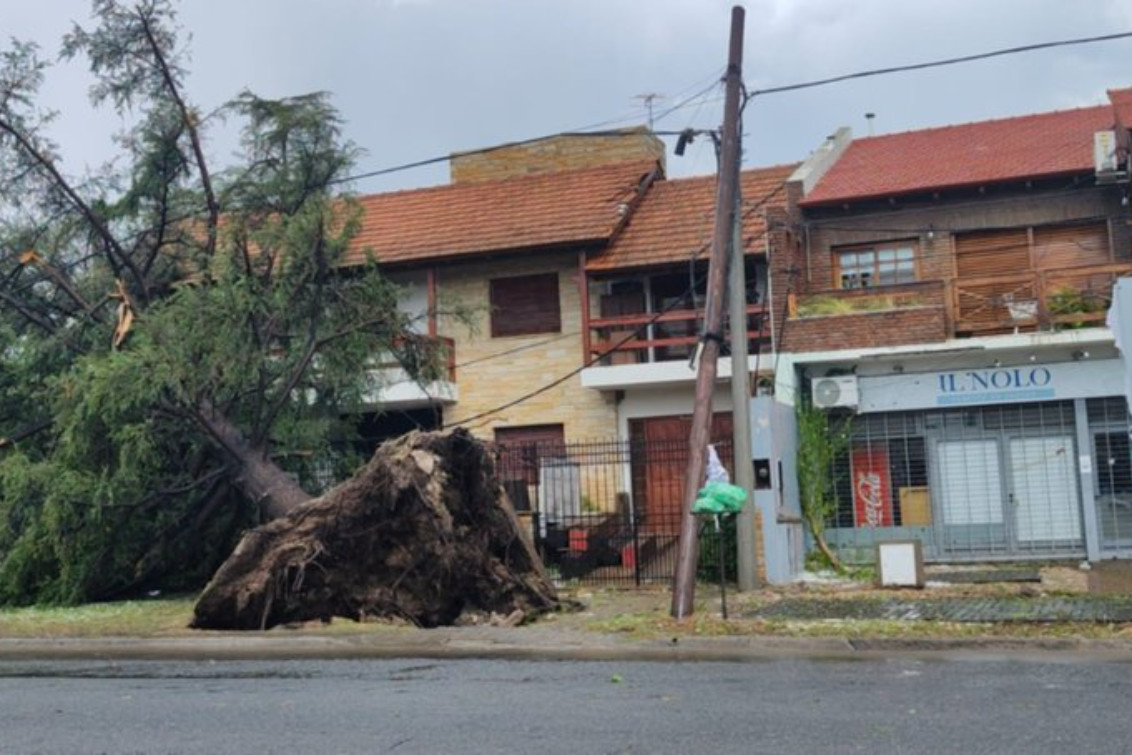  BAHÍA BLANCA: Postes caídos, destrozos por granizo y cortes de luz