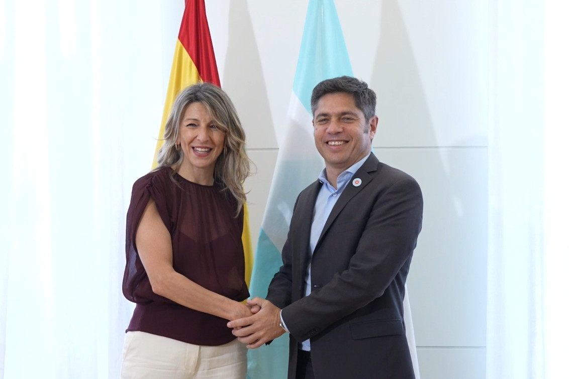 Kicillof se reunió con la vicepresidenta Yolanda Díaz y mantuvo un encuentro con empresarios 