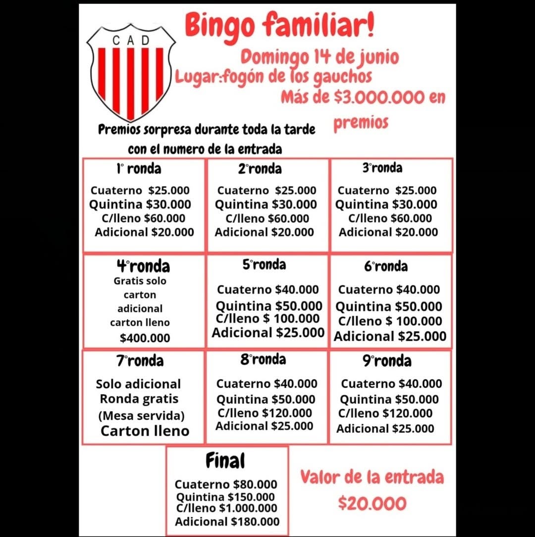 “El Divisorio” pone en juego más de $3 millones en premios en su gran bingo familiar