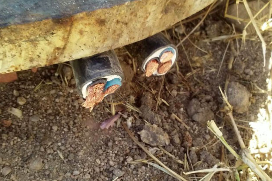  Se incrementan los casos de robo de cableado de equipos de riego en campos
