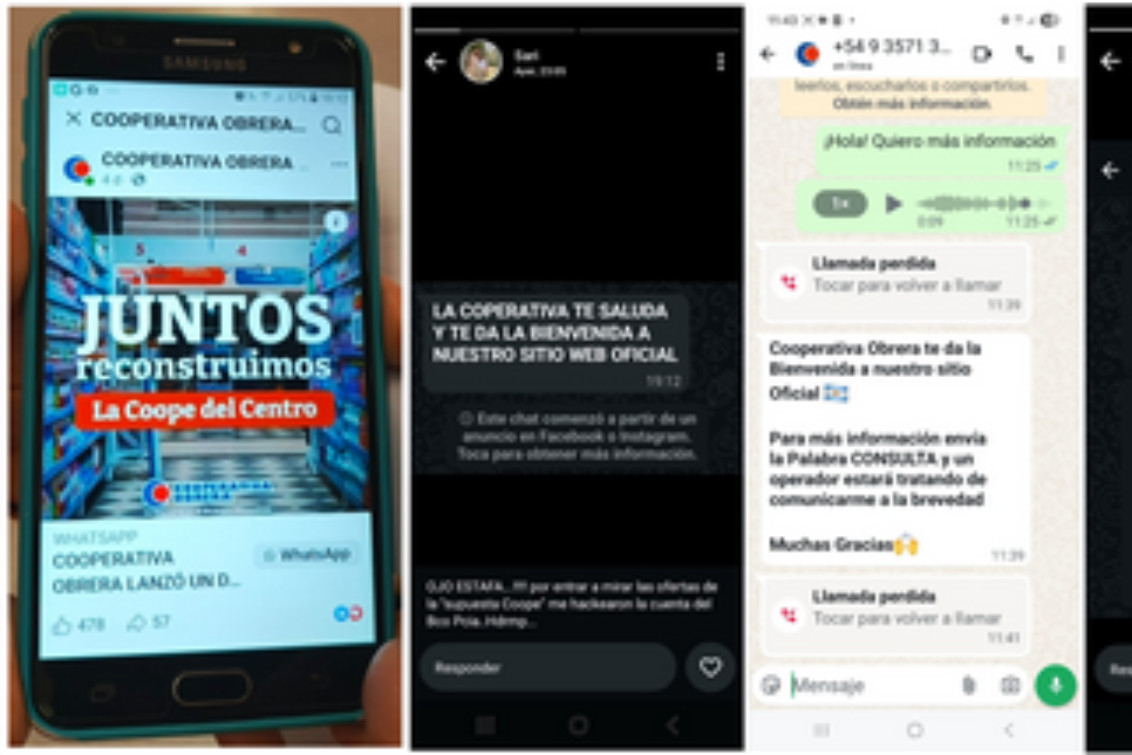  Alerta por estafas virtuales: advierten sobre falsos mensajes en nombre de la Cooperativa Obrera