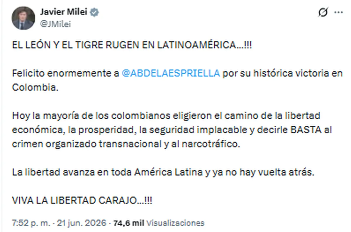 Balotaje en Colombia: Abelardo de la Espriella es el nuevo Presidente